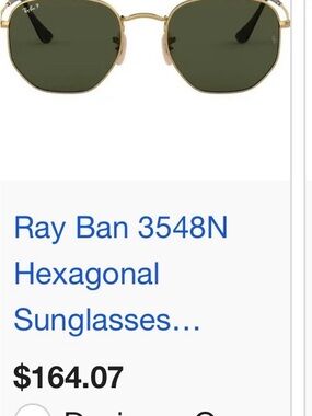 Ray-Ban 3548N Hexagonal Gold Frame Sunglasses